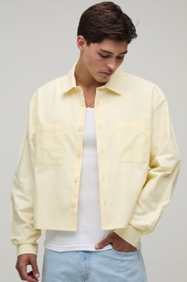 Boxy Fit Cropped Long Sleeve Oxford Shirt