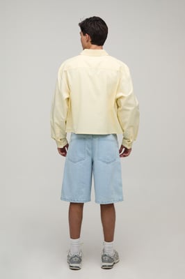 Boxy Fit Cropped Long Sleeve Oxford Shirt