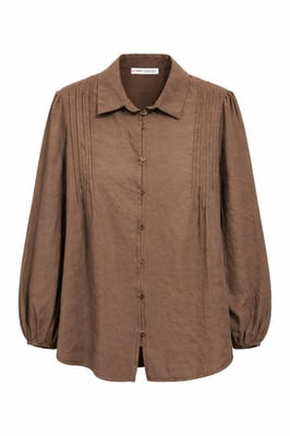 Gelaagde Ribbels Lange Mouwen Knopen Shirt