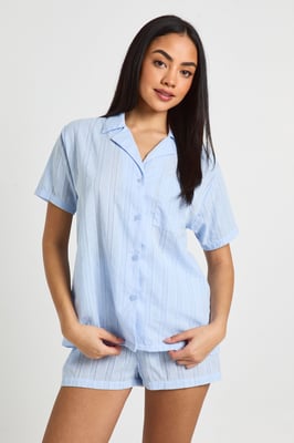 Cotton Dobby Short Sleeve Shirt & Short Pyjama Set