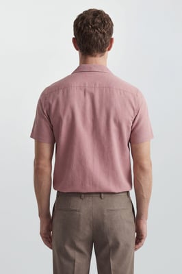 Rose Pink Short Sleeve Resort Linen Shirt