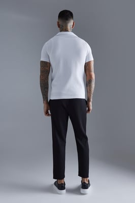 Short Sleeve Revere Stretch Fit Pleated Shirt