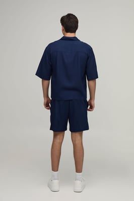 Linen Embroidered French Riviera Oversized Boxy Shirt & Baggy Shorts Set