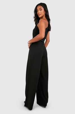 Petite Ruched Asymmetric Neck Jumpsuit