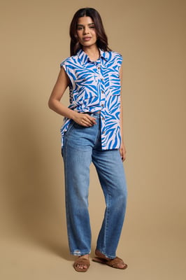 Petite Pocket Detail Button Up Utility Blouse