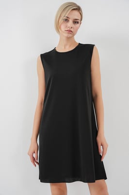 Losse Midi-jurk met Ronde Hals