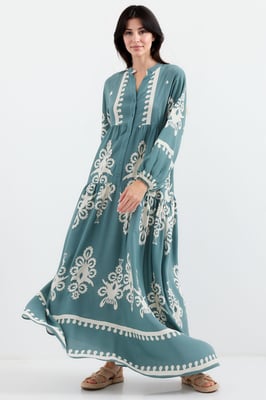 Geprinte V-hals Maxi-jurk