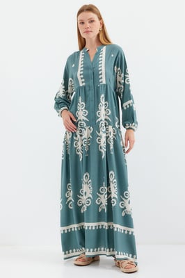 Geprinte V-hals Maxi-jurk
