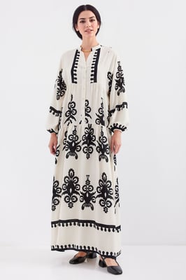 Geprinte V-hals Maxi Jurk