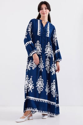Geprinte V-hals Maxi-jurk