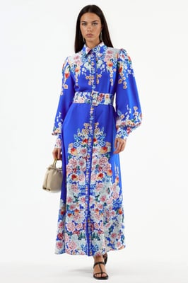 Bloemen Maxi-jurk met Knopenluiting