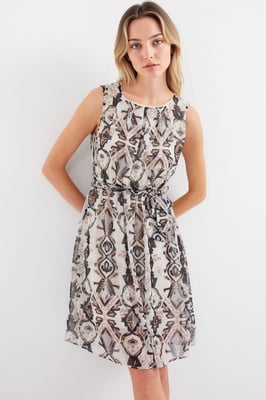 Mini-jurk met striksluiting en strikdetail