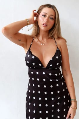 Emily Polka V-Hals Mini Jurk