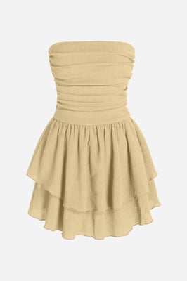 Strapless Geweven Ruches Mini-jurk