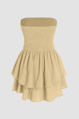 Strapless Geweven Ruches Mini-jurk