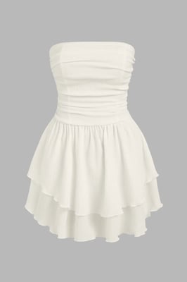 Strapless Textured Ruffle Mini-jurk