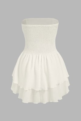 Strapless Textured Ruffle Mini-jurk