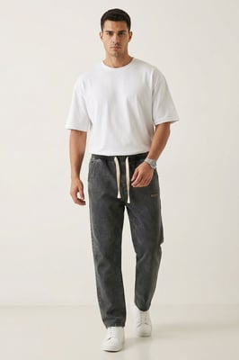 Elastische Taille Denim Broek