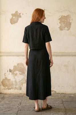 Crop Shirt & Midi Rok Co-Ord Set