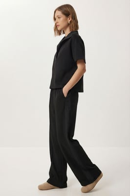 Polokraag Blouse & Midden Taille Wijde Pantalon Twee-Delig Set