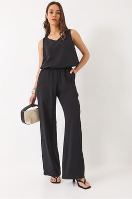 V-hals Katoenen Blouse-Broek Twee-Piece Set