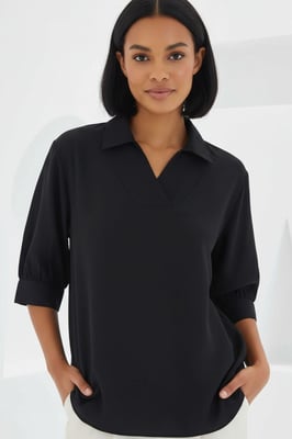 Polo Kraag Losse Fit Blouse