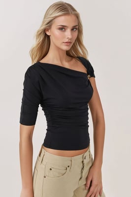Asymmetrisk Krage Stickad Topp