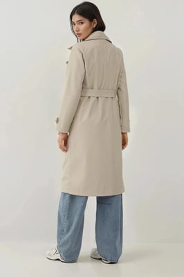 Dubbelknäppt Lång Trenchcoat