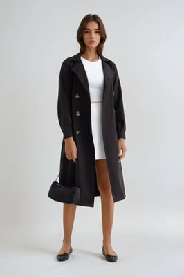 Dubbelzijdig Gordijn Trenchcoat met Ceintuur
