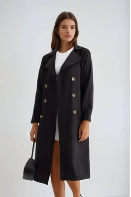 Dubbelzijdig Gordijn Trenchcoat met Ceintuur