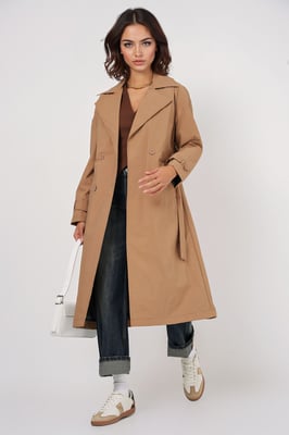 Dubbelknäppt Lång Trenchcoat