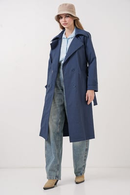 Dubbelzijdige Lange Trenchcoat met Pocketen