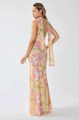 Strapless Bloemen Bodycon Maxi Jurk