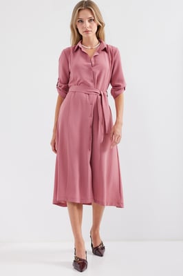 Gestructureerde Midi-jurk met Strik