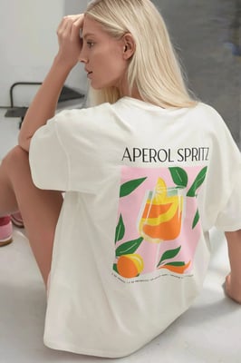 100% Bomull Oversized Tryckt Rundhalsad T-Shirt