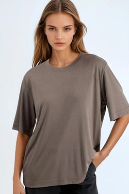 Overmaatse Coltrui Geribbelde T-Shirt