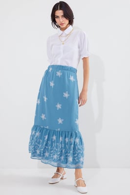 Geprinte Maxi Rok met Bloemenmotief
