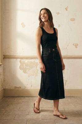 Hoge Taille A-Lijn Midi Rok met Zakjes