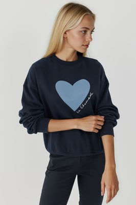Geprinte Crew Neck Verhoogde Sweatshirt