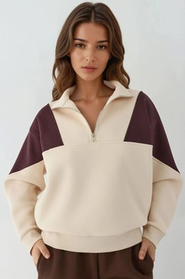 Verhoogde Ritskraag Comfortabele Sweater