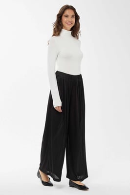 Brede Lange Broek met Elastische Taille