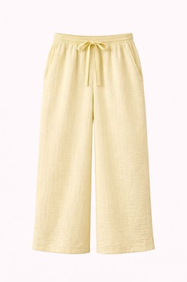 Hoge Taille Textuur Muslin Stof Broek