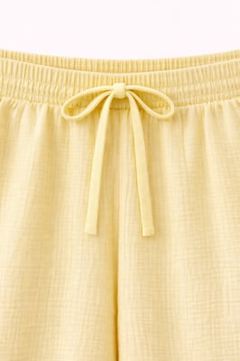 Hoge Taille Textuur Muslin Stof Broek