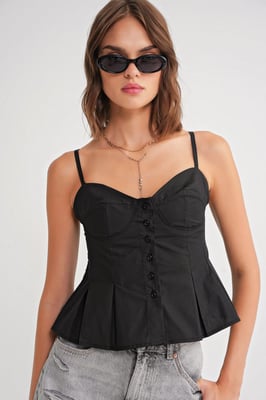Söt hjärtan-halsknapp-fram Peplum Cami Top