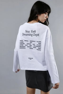 Ontspannen Pasvorm Lange Mouw Crewneck T-shirt met Achterprint