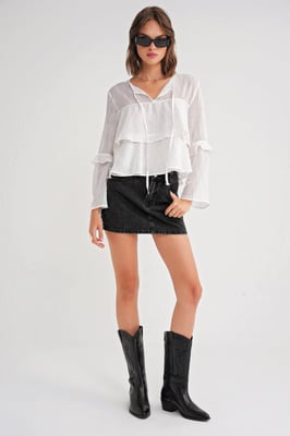 Franje Blouse met Strikdetail