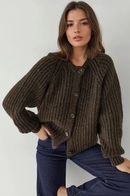 Textured Knit Cardigan with Button