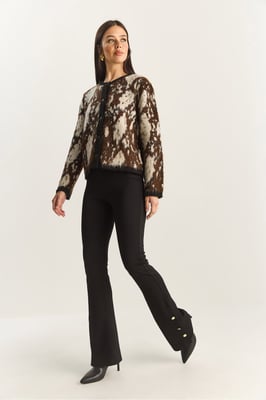 Hoge Taille Flared Leggings met Knopdetail