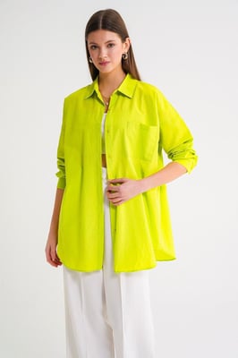 Overmatige Lange Mouwen Knop-Up Poplin Shirt