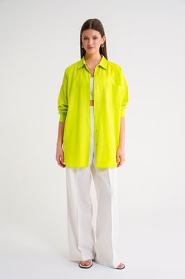 Overmatige Lange Mouwen Knop-Up Poplin Shirt